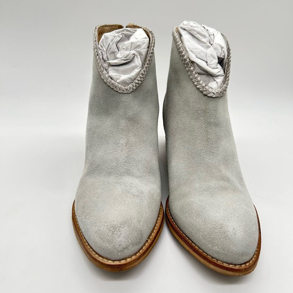 Journee‎ Boots Womens 6 Gray Leather Gracie Block Heel Western Bootie NEW